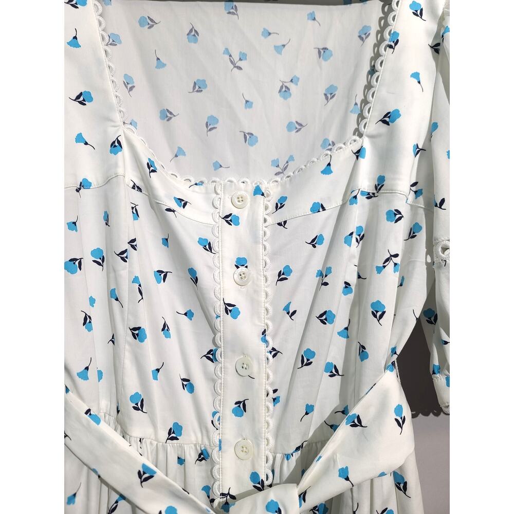 Kate Spade Dainty Bloom Poplin Midi Dress 14 Garden Ditsy Floral Puff Sleeve - Picture 5 of 7